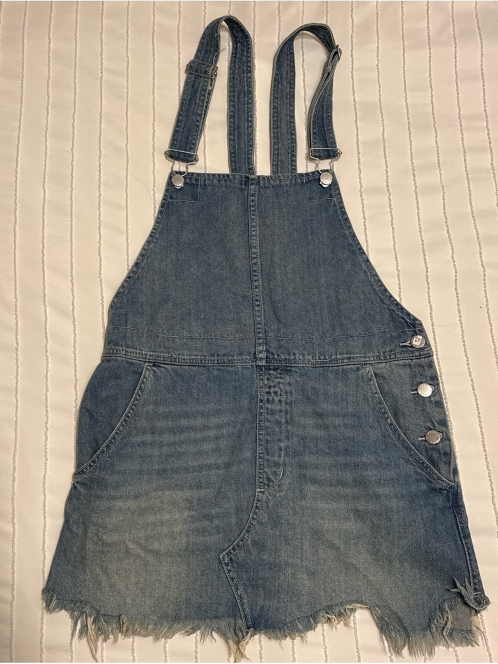 Free People Light Blue Denim Overall Skirt